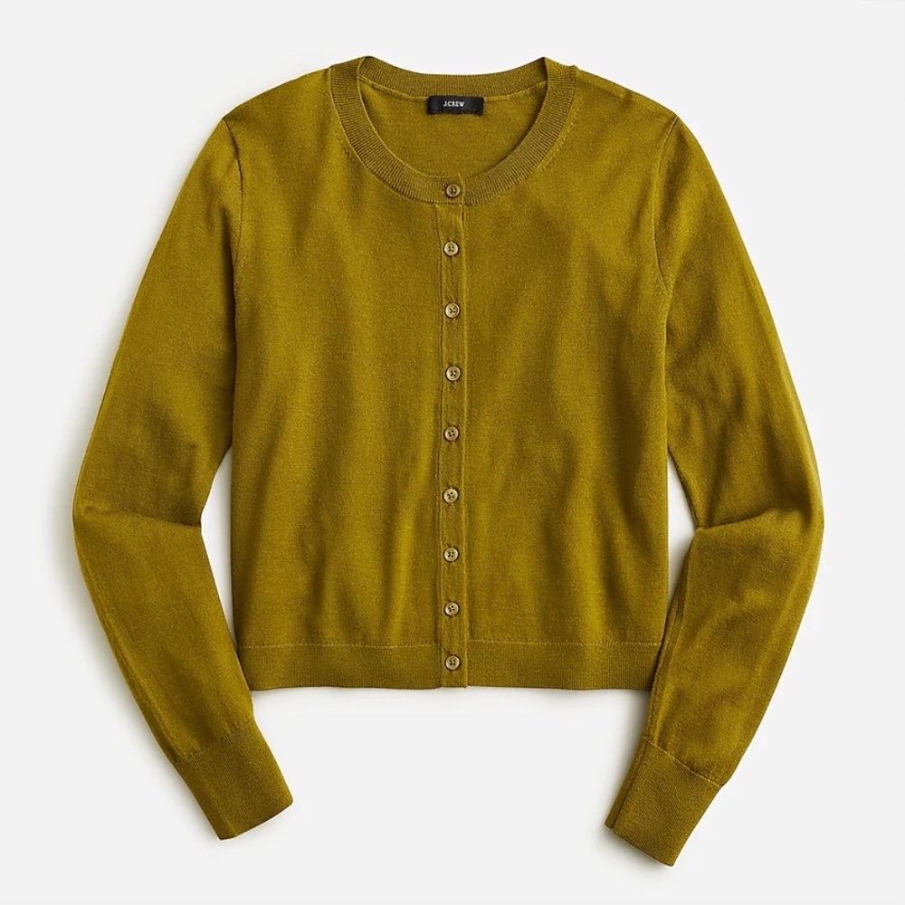 NWT J. Crew Classic Merino Wool Cardigan Sweater -- Size Large -- Mossy Grove